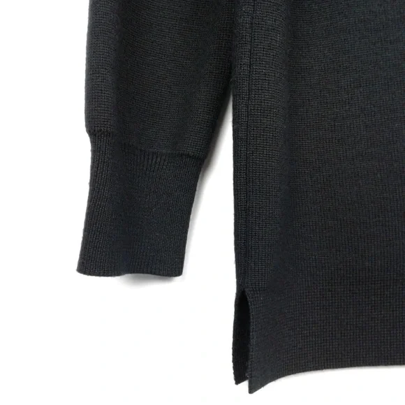 J.Crew 100% Merino Wool Leather Pocket Tunic Sweater Black Longline Style 02624 - Picture 5 of 16